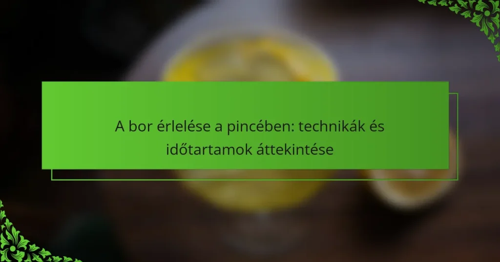 A bor érlelése a pincében: technikák és időtartamok áttekintése