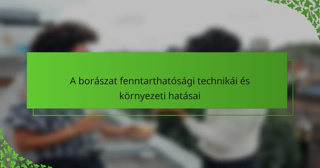 A borászat fenntarthatósági technikái és környezeti hatásai