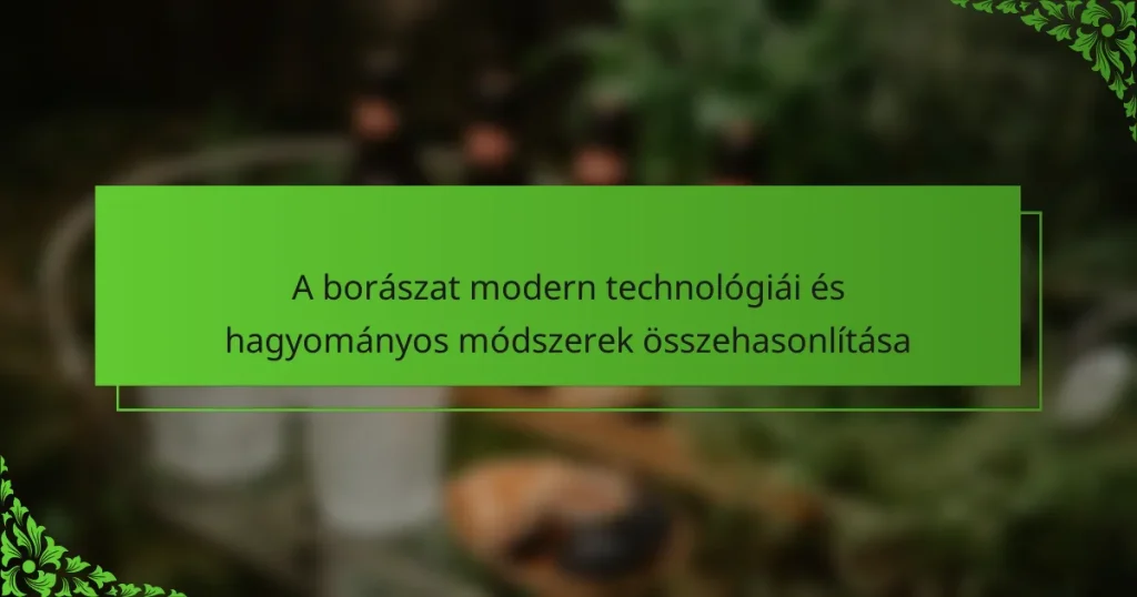 A borászat modern technológiái és hagyományos módszerek összehasonlítása