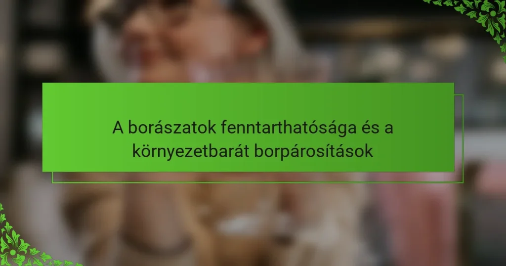 A borászatok fenntarthatósága és a környezetbarát borpárosítások