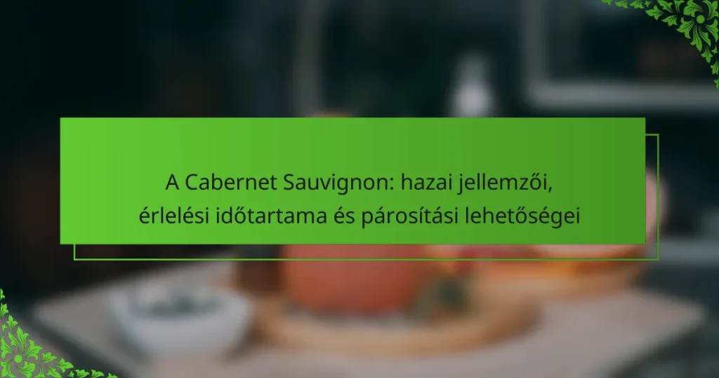 A Cabernet Sauvignon: hazai jellemzői, érlelési időtartama és párosítási lehetőségei
