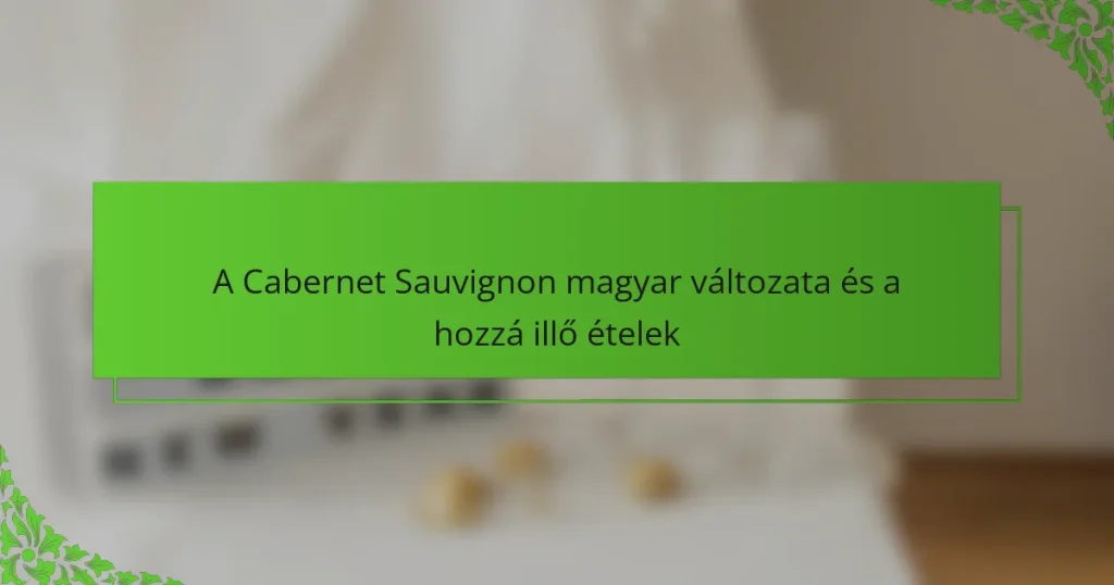 A Cabernet Sauvignon magyar változata és a hozzá illő ételek