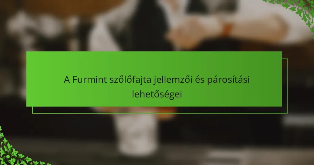 A Furmint szőlőfajta jellemzői és párosítási lehetőségei