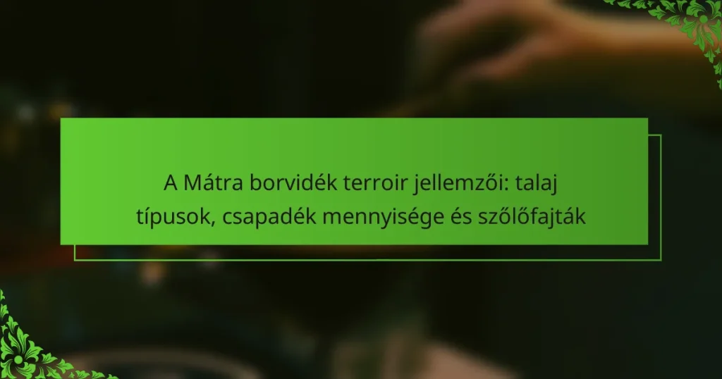 A Mátra borvidék terroir jellemzői: talaj típusok, csapadék mennyisége és szőlőfajták