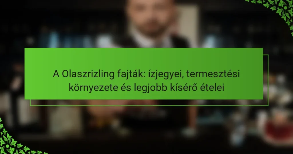 A Olaszrizling fajták: ízjegyei, termesztési környezete és legjobb kísérő ételei