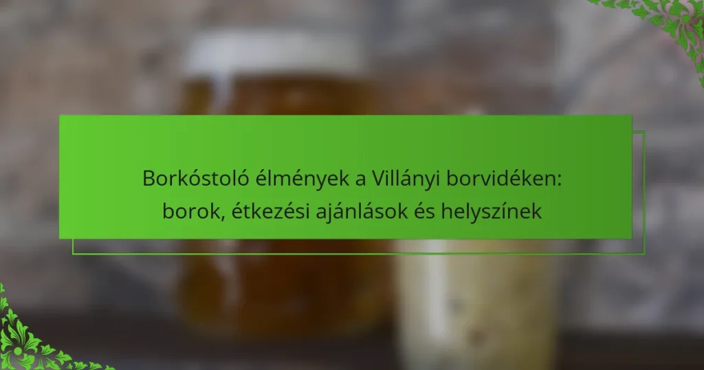 Borkóstoló élmények a Villányi borvidéken: borok, étkezési ajánlások és helyszínek
