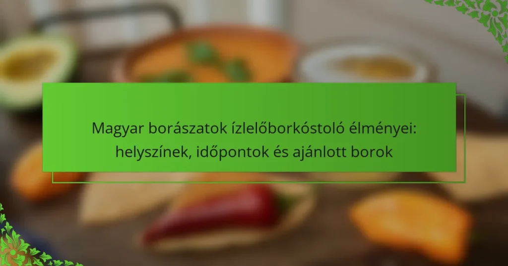 Magyar borászatok ízlelőborkóstoló élményei: helyszínek, időpontok és ajánlott borok