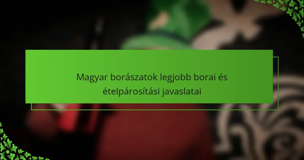 Magyar borászatok legjobb borai és ételpárosítási javaslatai
