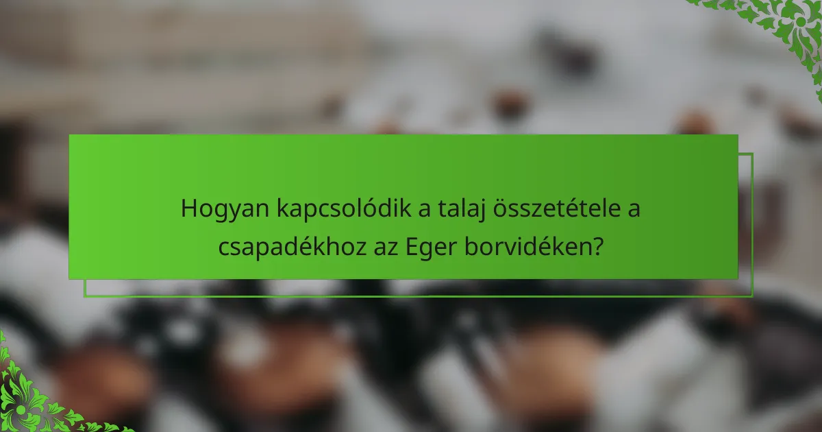 Hogyan kapcsolódik a talaj összetétele a csapadékhoz az Eger borvidéken?