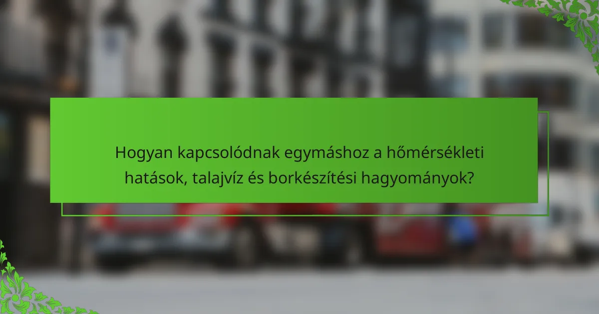 Hogyan kapcsolódnak egymáshoz a hőmérsékleti hatások, talajvíz és borkészítési hagyományok?