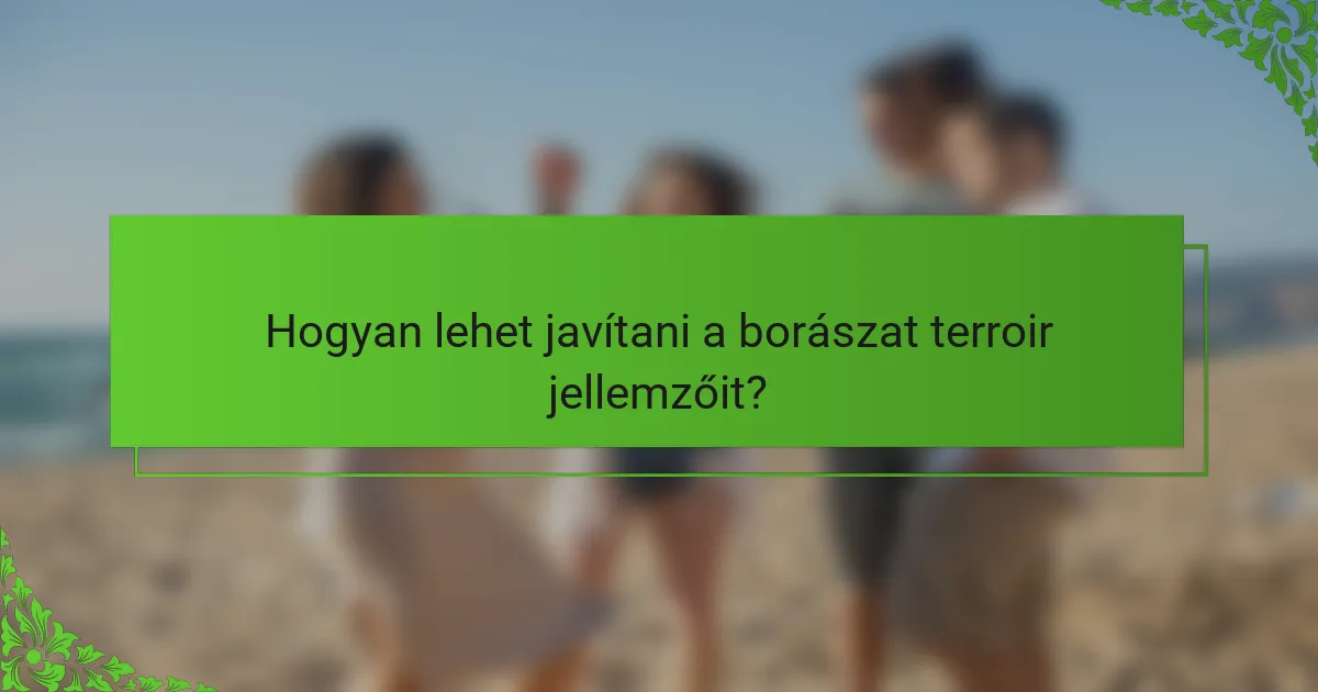 Hogyan lehet javítani a borászat terroir jellemzőit?