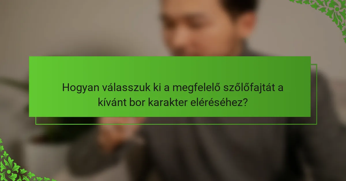 Hogyan válasszuk ki a megfelelő szőlőfajtát a kívánt bor karakter eléréséhez?