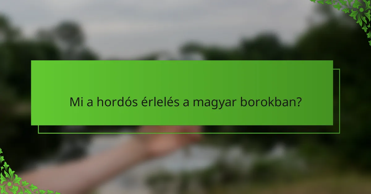 Mi a hordós érlelés a magyar borokban?