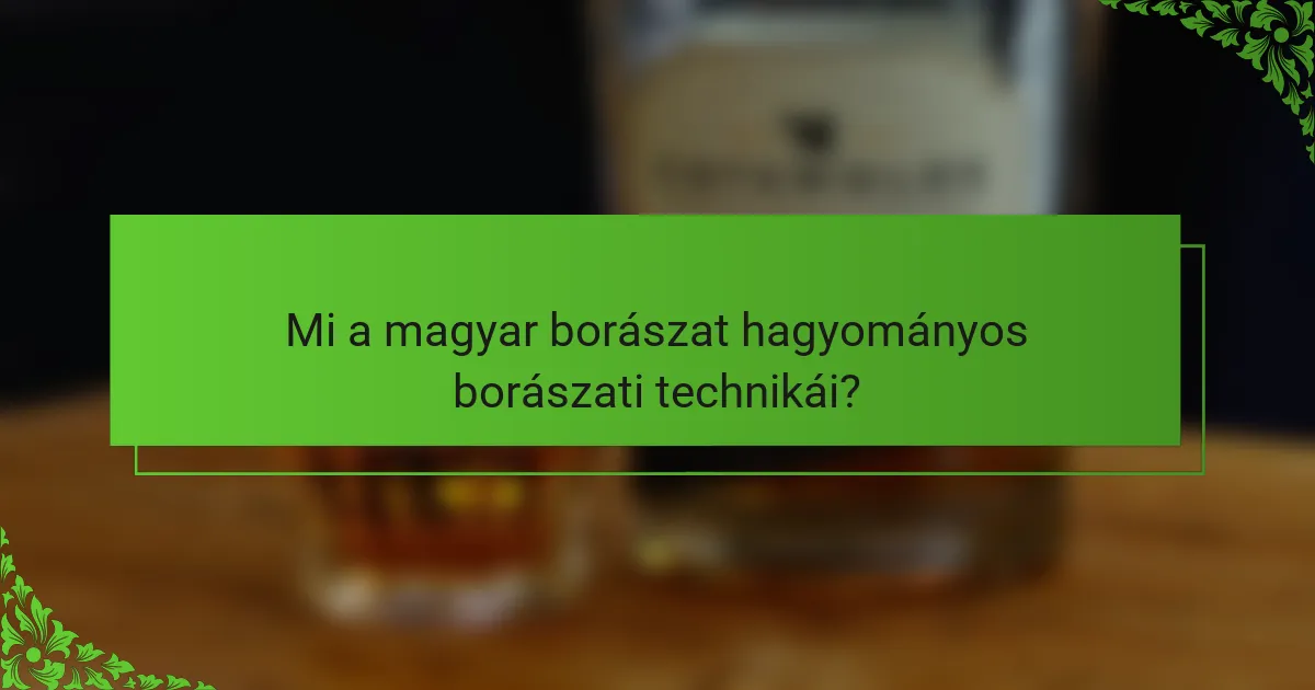 Mi a magyar borászat hagyományos borászati technikái?