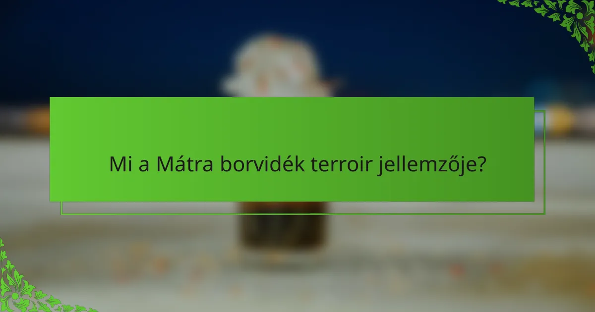 Mi a Mátra borvidék terroir jellemzője?
