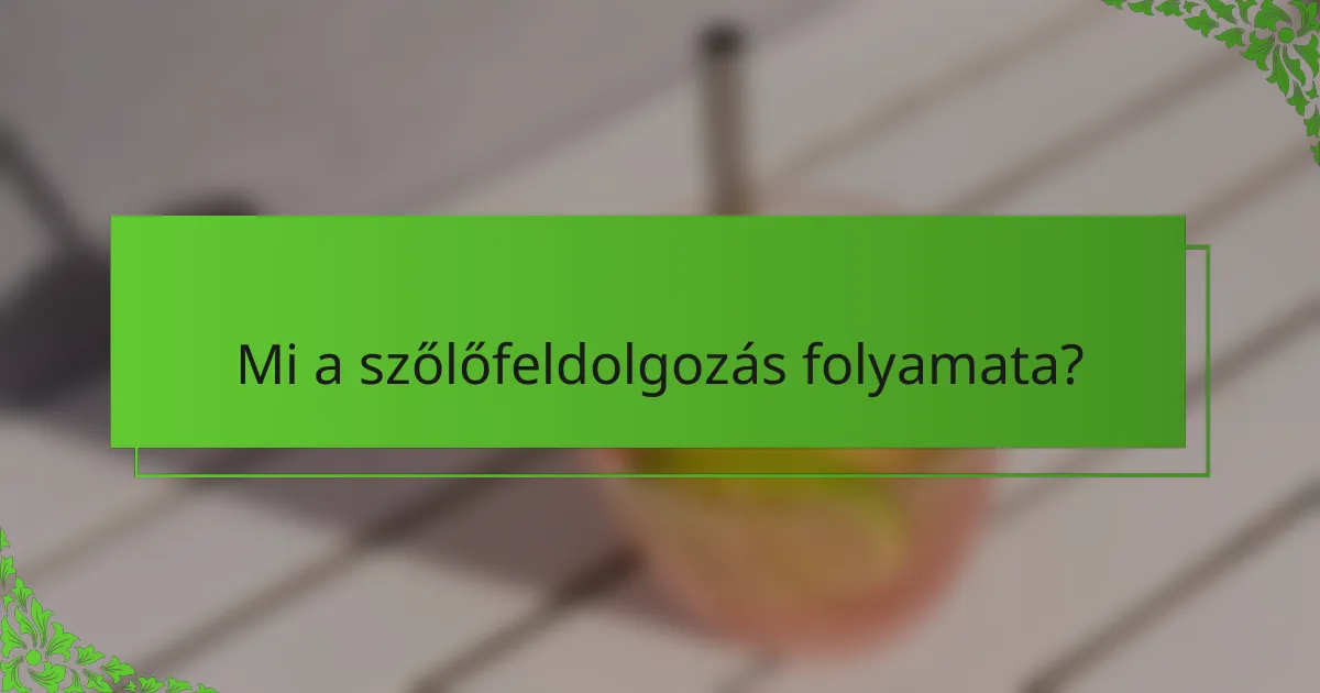 Mi a szőlőfeldolgozás folyamata?