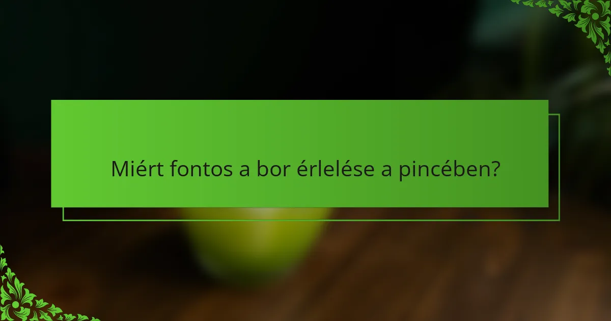 Miért fontos a bor érlelése a pincében?
