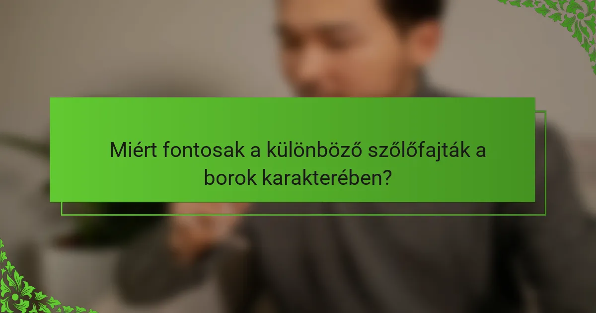 Miért fontosak a különböző szőlőfajták a borok karakterében?