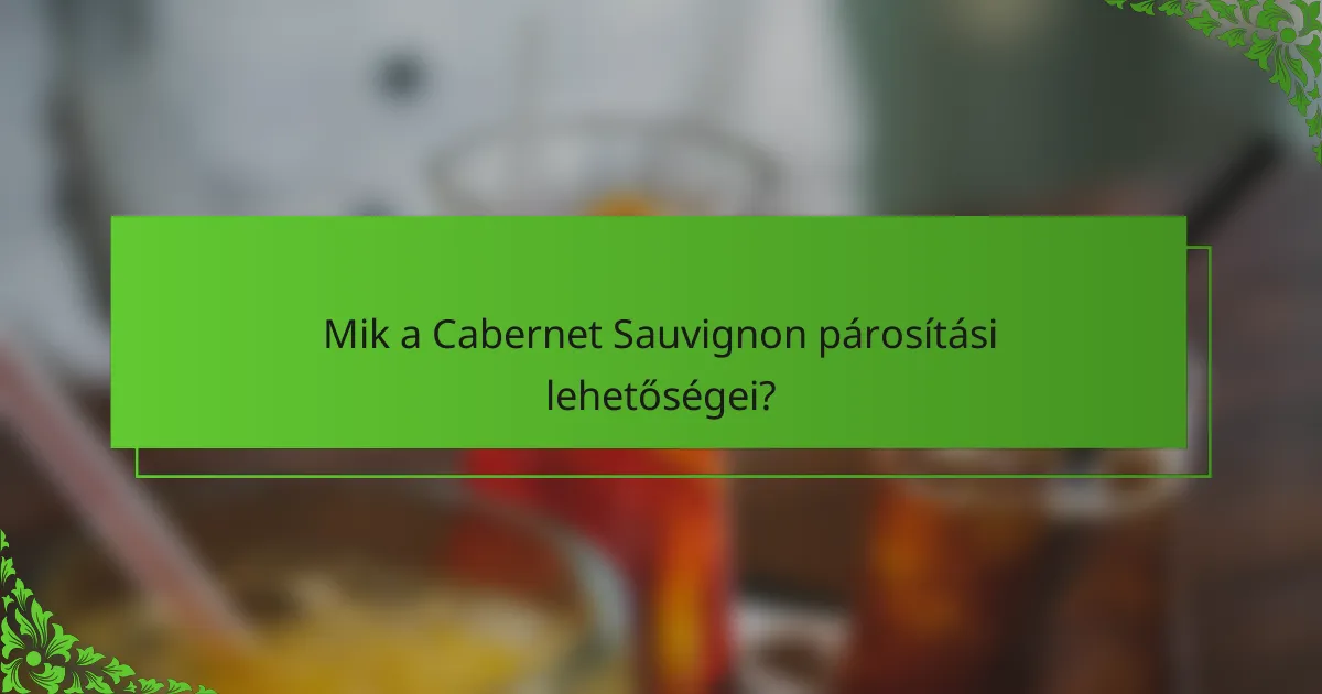 Mik a Cabernet Sauvignon párosítási lehetőségei?