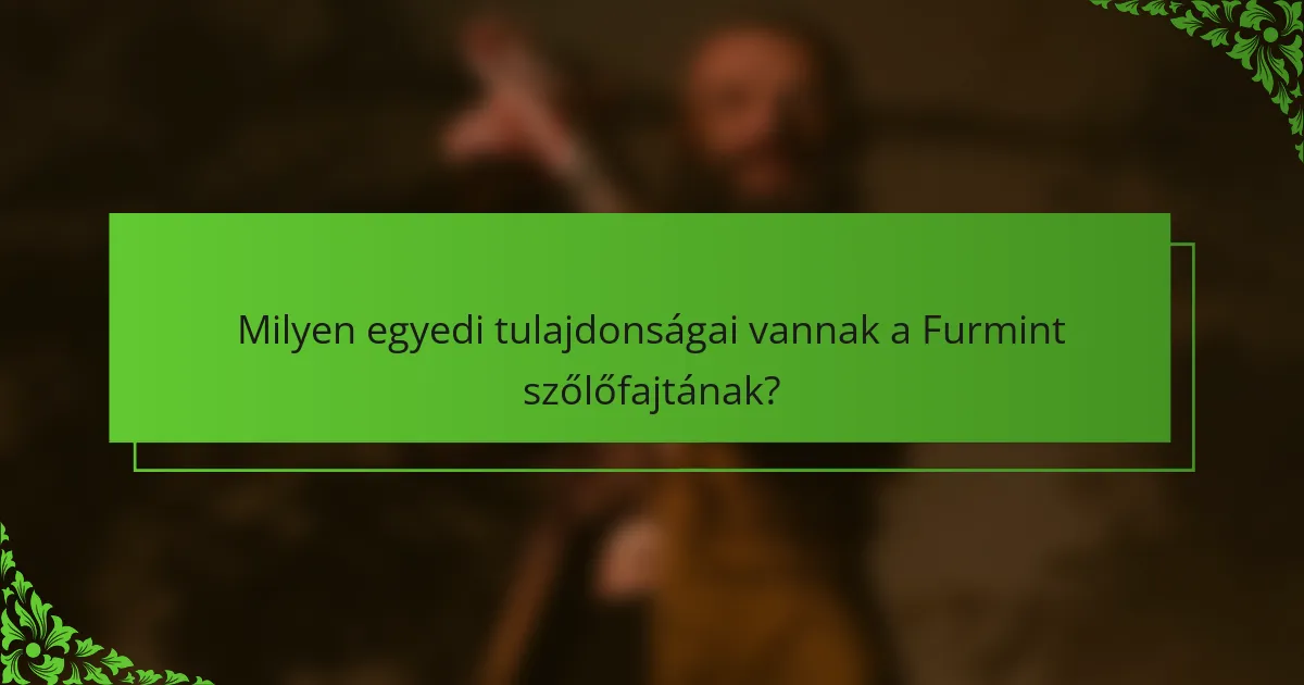 Milyen egyedi tulajdonságai vannak a Furmint szőlőfajtának?