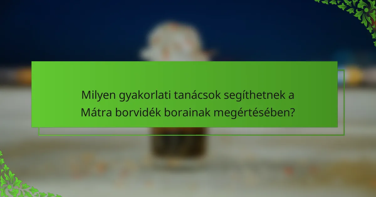 Milyen gyakorlati tanácsok segíthetnek a Mátra borvidék borainak megértésében?