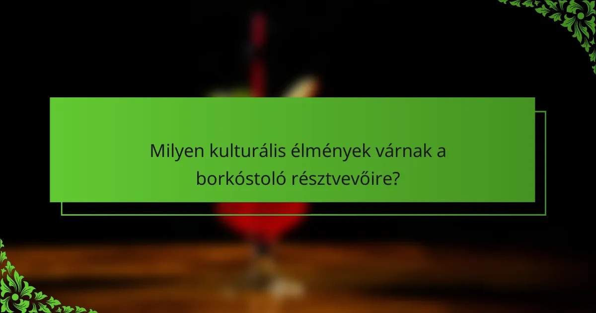 Milyen kulturális élmények várnak a borkóstoló résztvevőire?