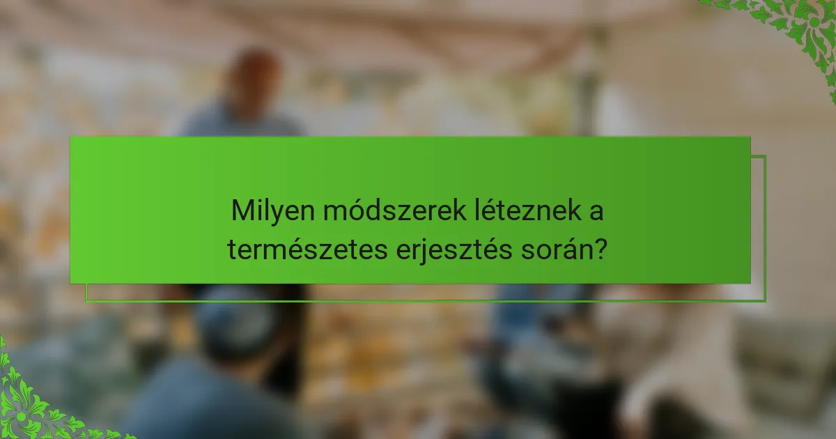 Milyen módszerek léteznek a természetes erjesztés során?