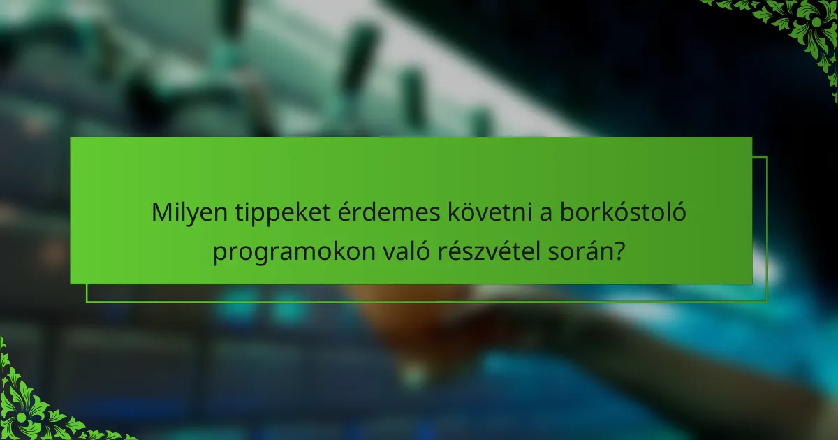 Milyen tippeket érdemes követni a borkóstoló programokon való részvétel során?